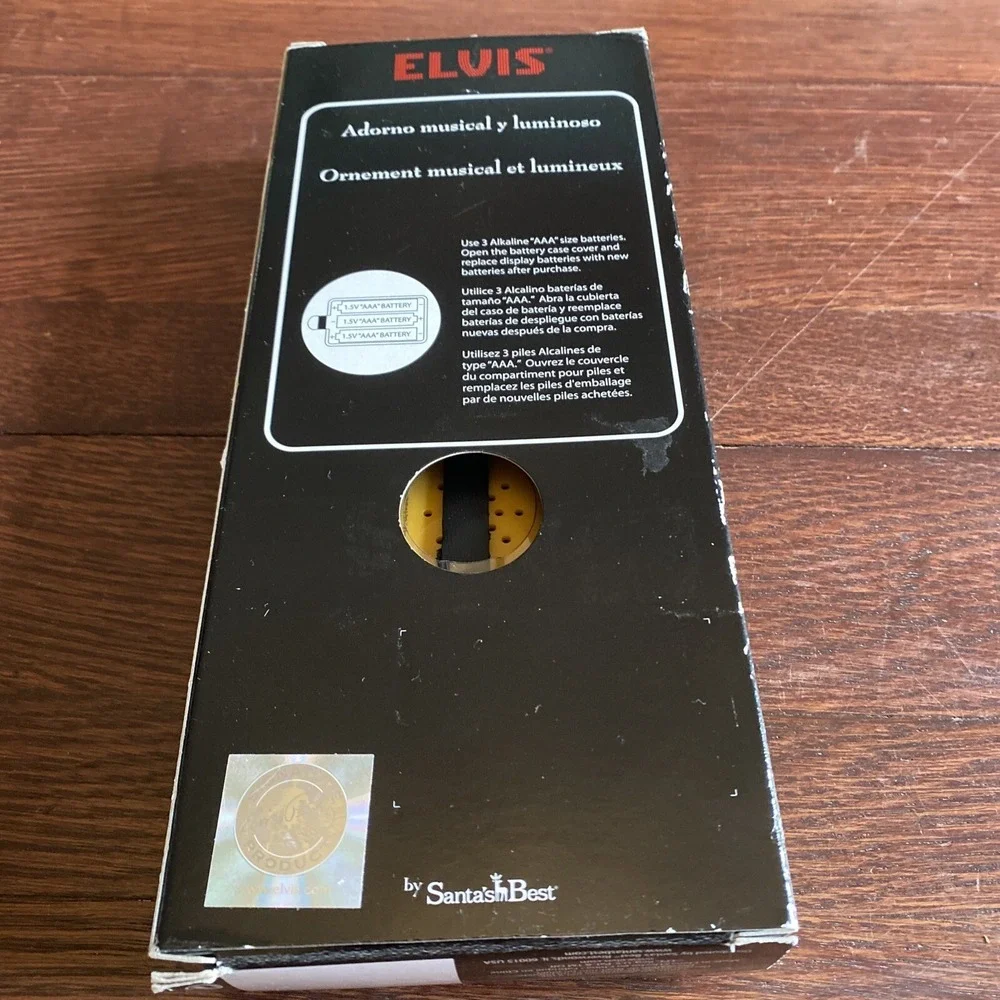 Santa Best Elvis Presley Musical Guitar Ornament Plays‎ 
